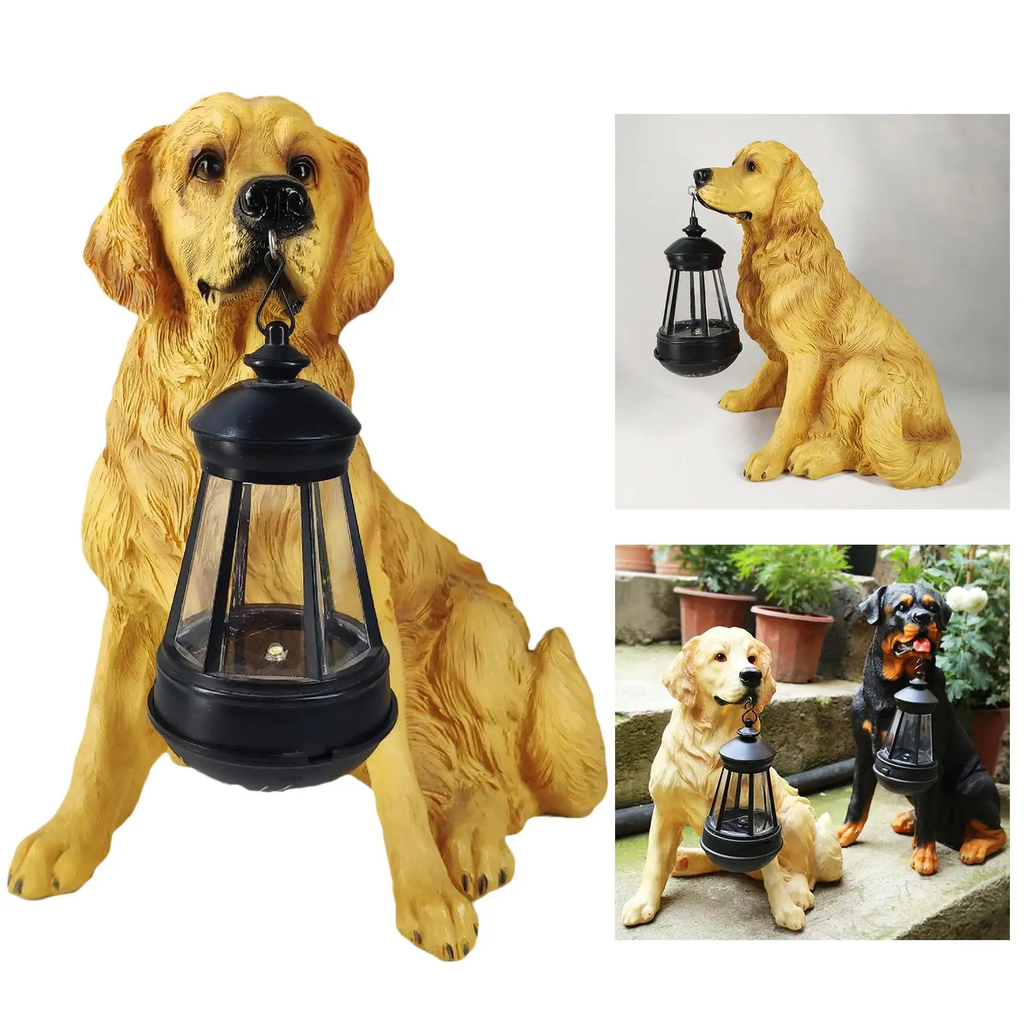 Solar Dog Lantern Garden Statue