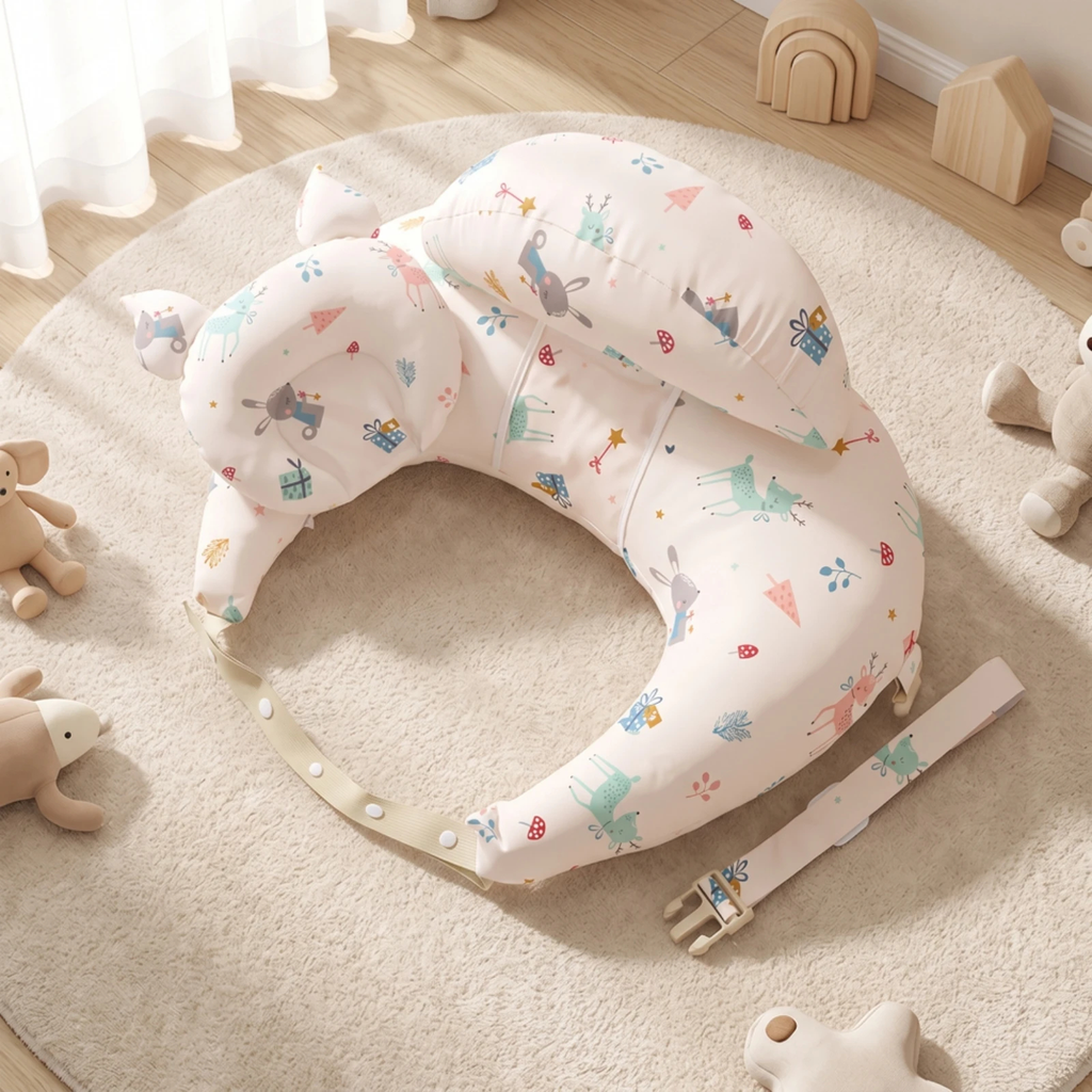 Adjustable Nursing Pillow with Baby Headrest