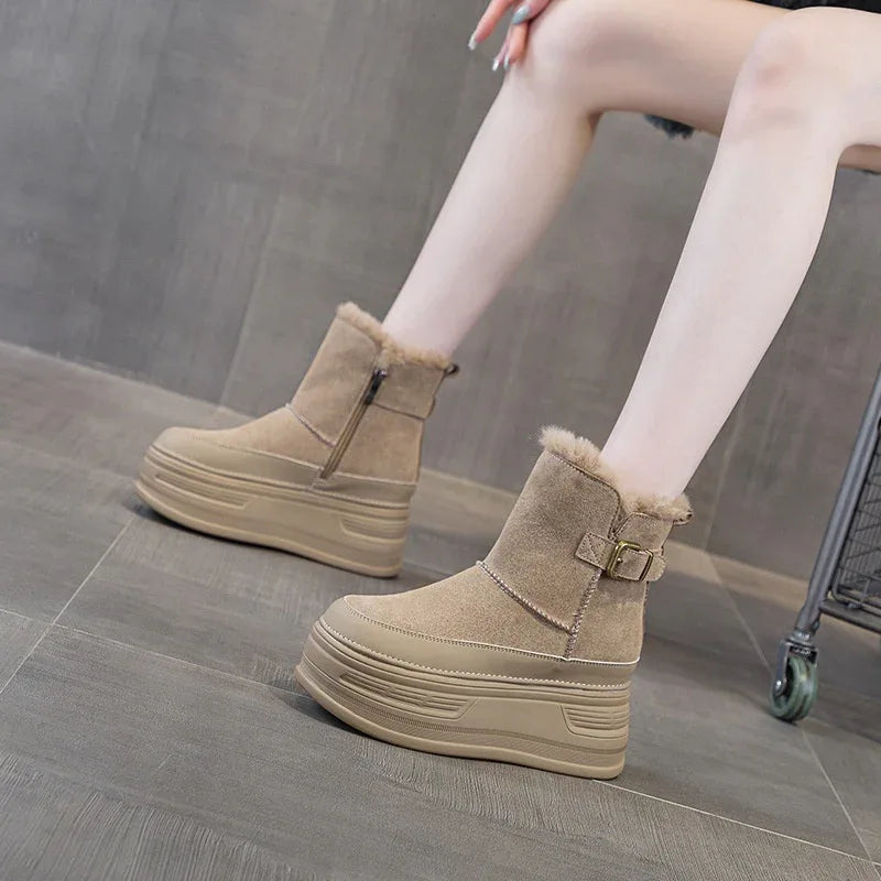 Thick-Soled Height Increasing Shoes Cold-Proof And Fur-Lined Leisure Warm Women's Boots