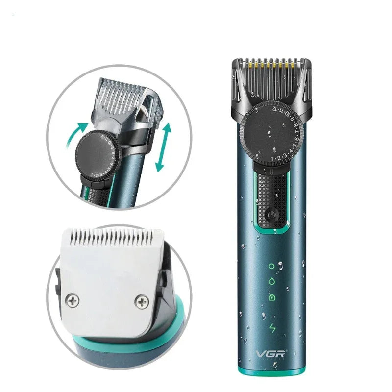 Men's Rechargeable Hair Clipper IPX5 Waterproof Electric Hair Beard Trimmer Shaver