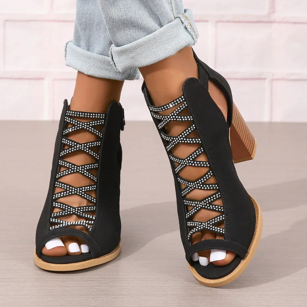 Fashionable Women's Chunky Shoes High Heel Sandals