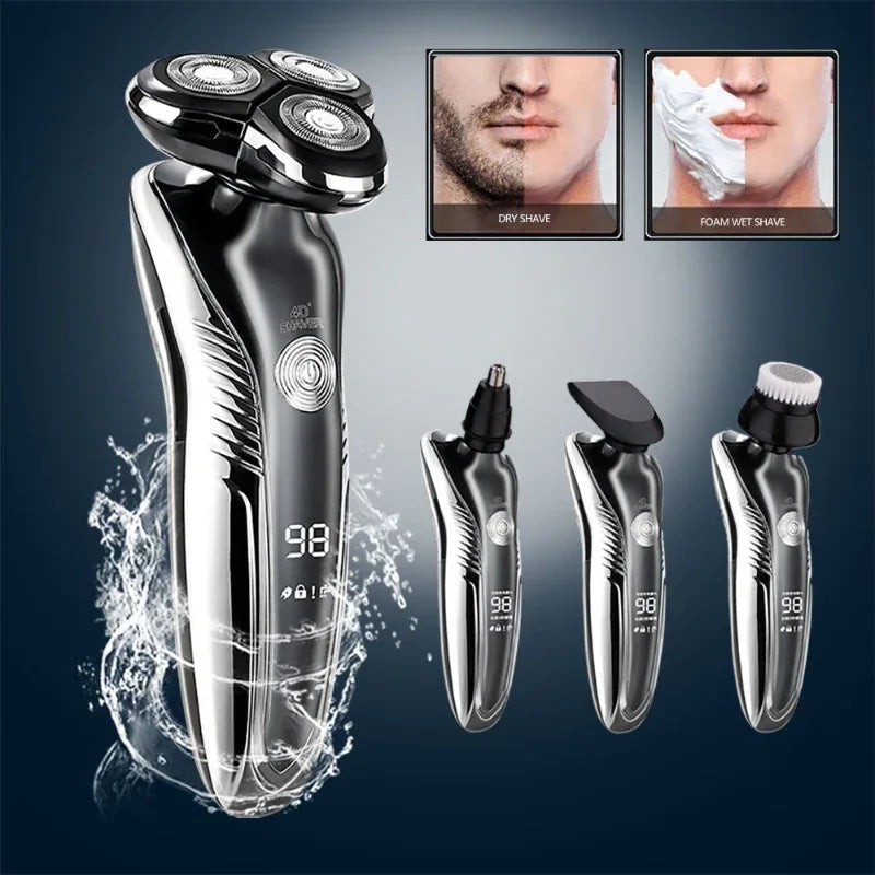 Intelligent Digital Display Four-In-One Electric Rechargeable Waterproof Shaver