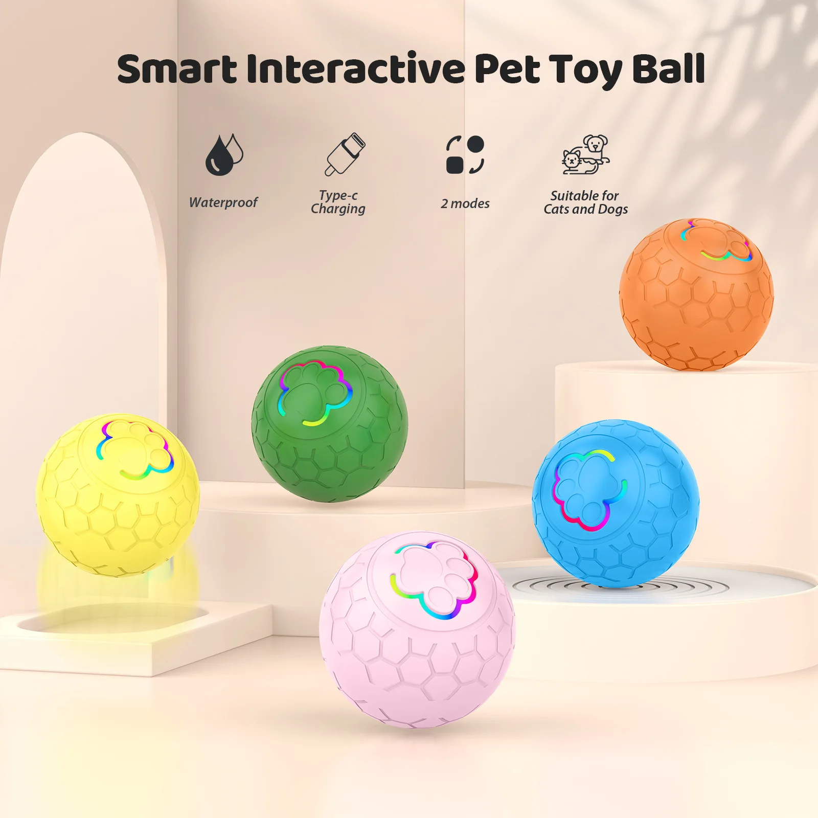 Smart Rolling Dog Ball With RGB Light
