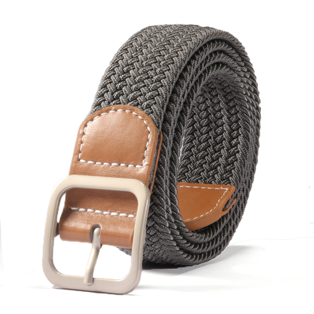 Elastic Braided Square-Buckle Belt
