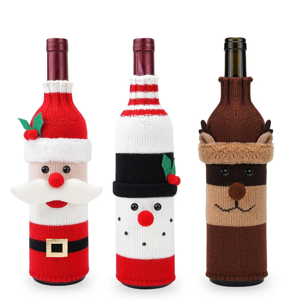 Christmas Decorations Knitted Bottle Covers