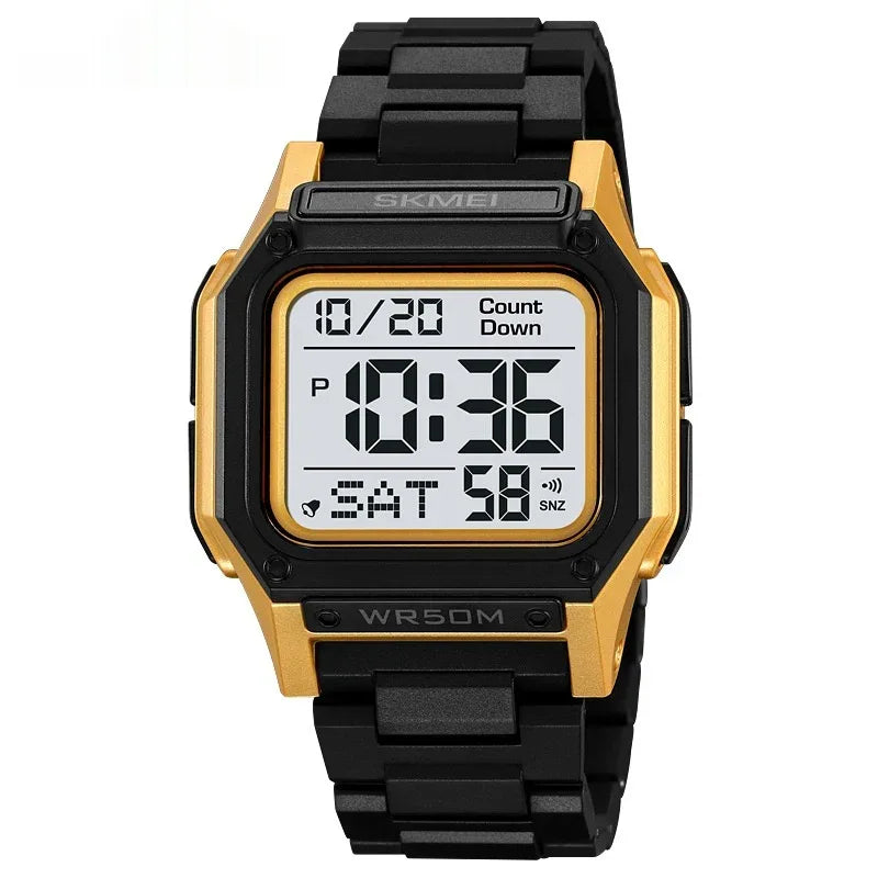 Multifunctional Rectangular Electronic Digital Resin Mirror Material Men's Watch