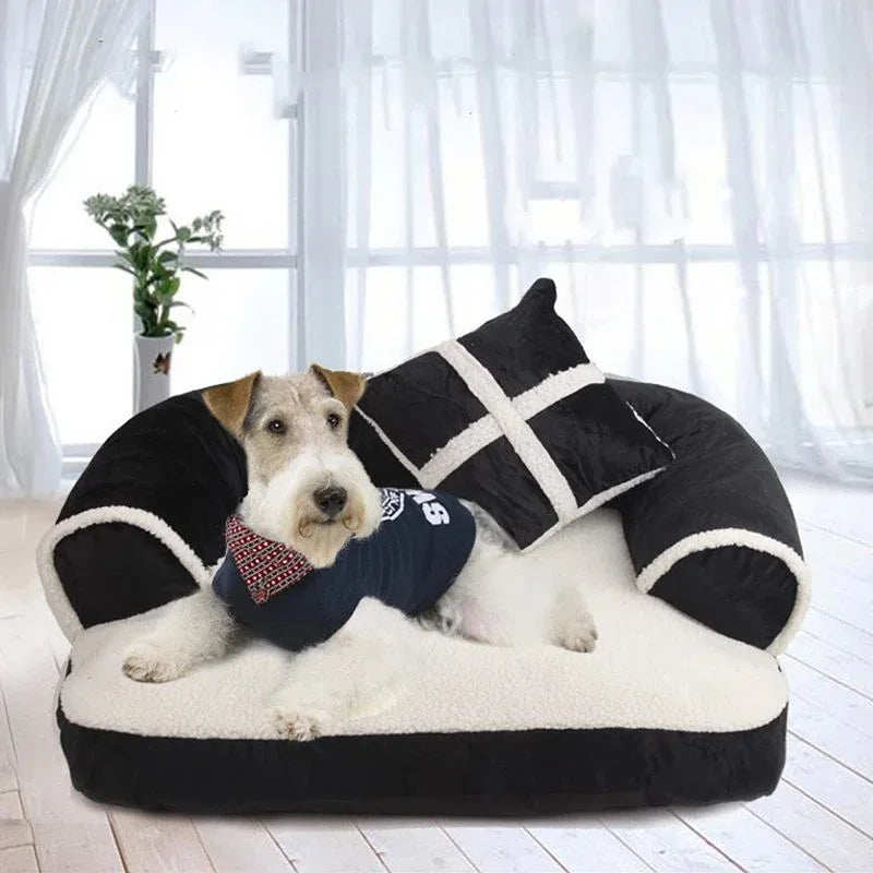 Soft Cat Dog Pet Bed Warm Comfortable Sofa With Pillow