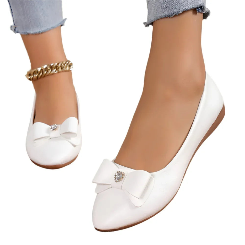 Bowknot Flat Shoes Fashion Casual Pointed Toe Loafers For Women Summer Lazy Shoes