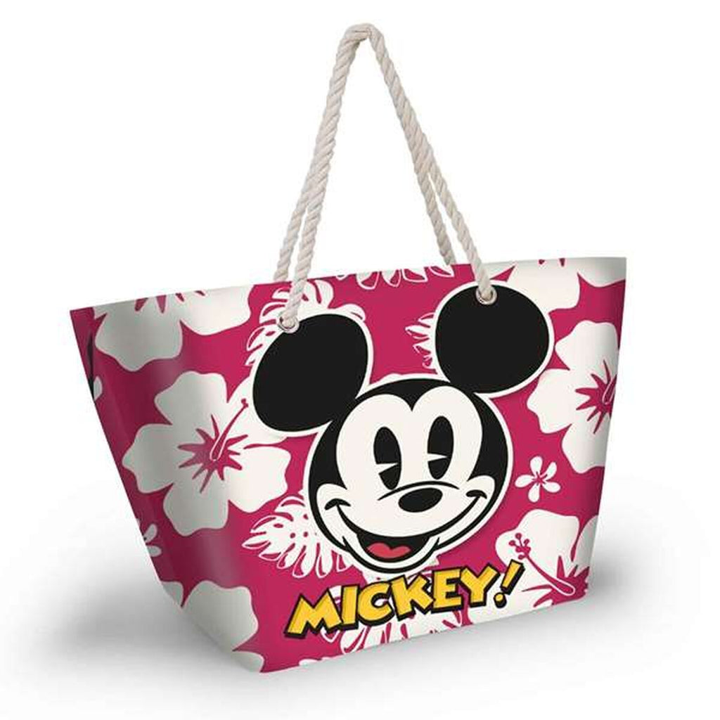 Strandväska Mickey Mouse hawaii, rosa, lätt och praktisk