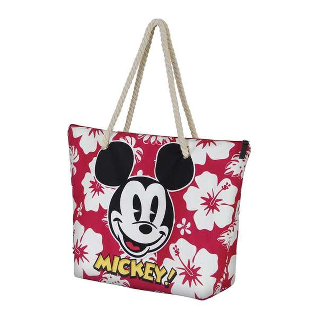 Strandväska Mickey Mouse hawaii, rosa, lätt och praktisk