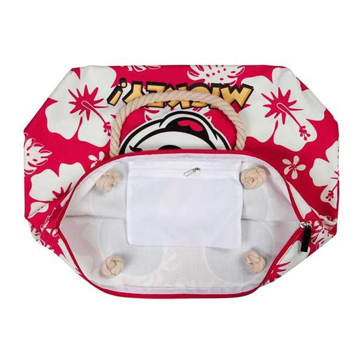 Strandväska Mickey Mouse hawaii, rosa, lätt och praktisk