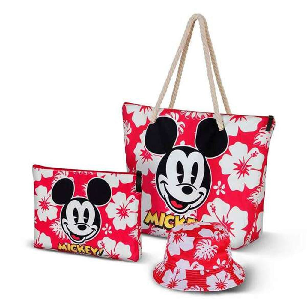 Strandväska Mickey Mouse hawaii, rosa, lätt och praktisk