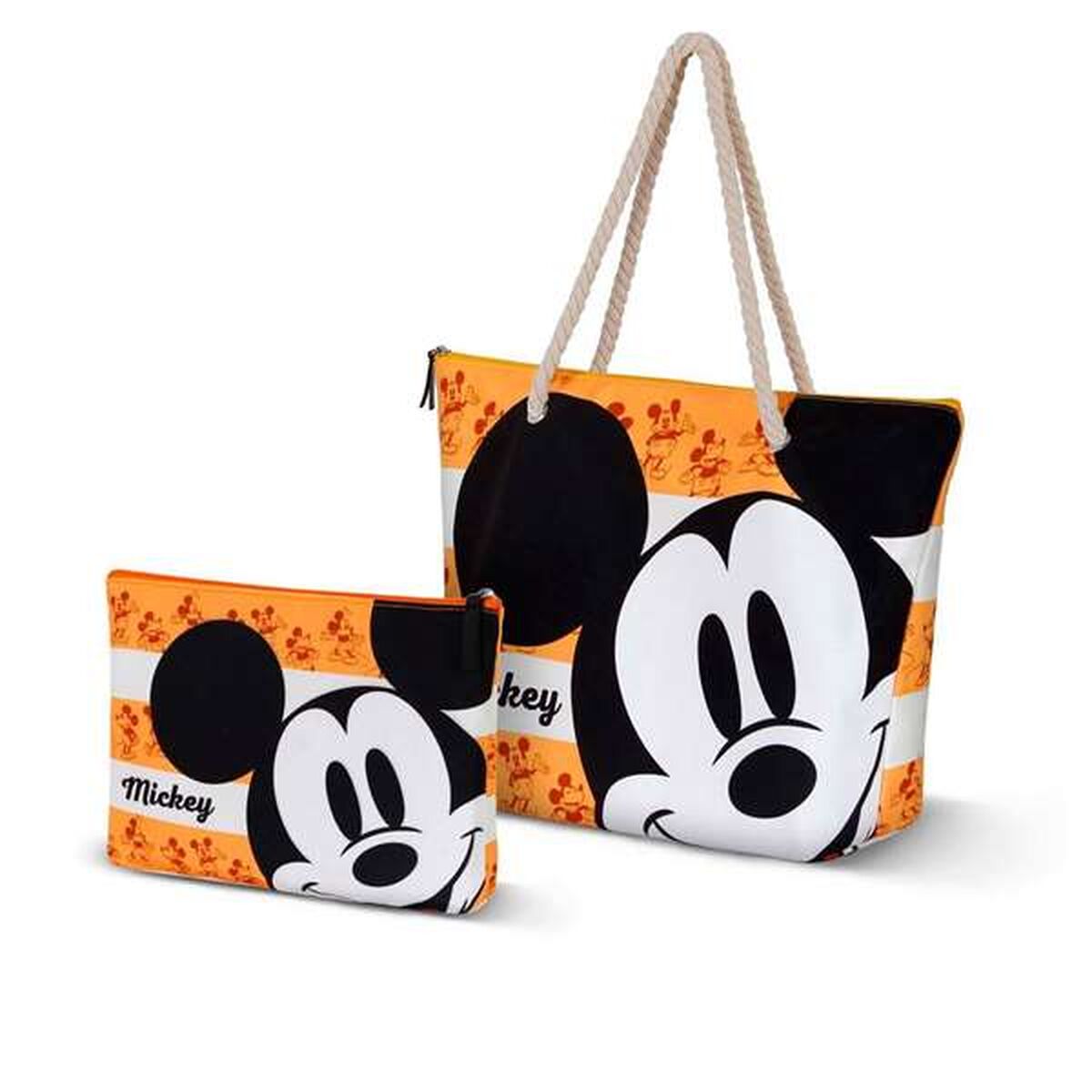 Strandväska Mickey Mouse, gul och orange, rymlig