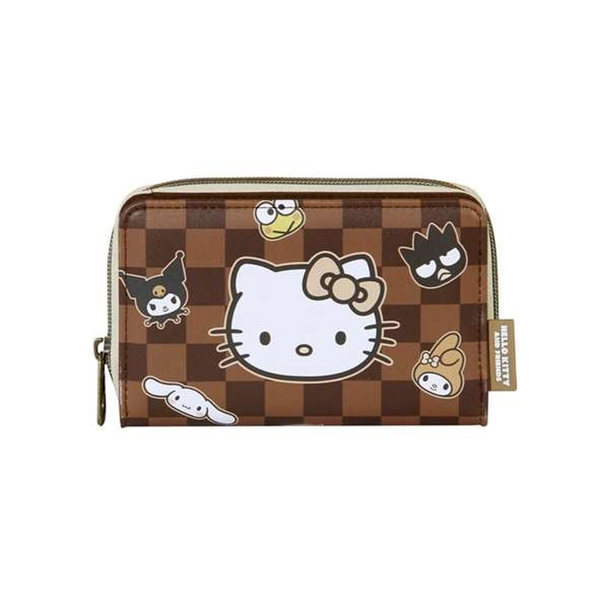 Plånbok Hello Kitty i polyester, brun med blixtlås