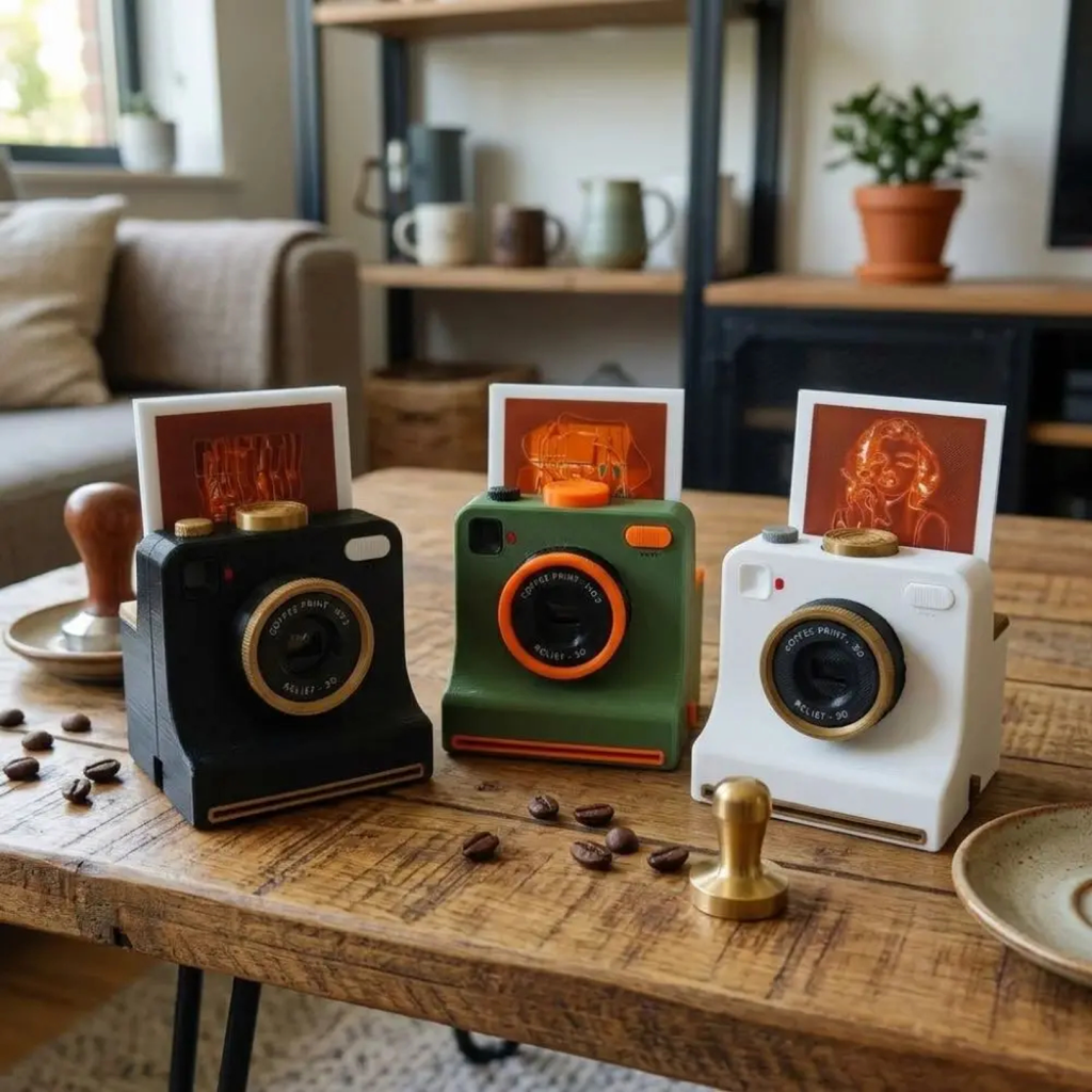 Camera-Shaped Latte Art Stencil Tool