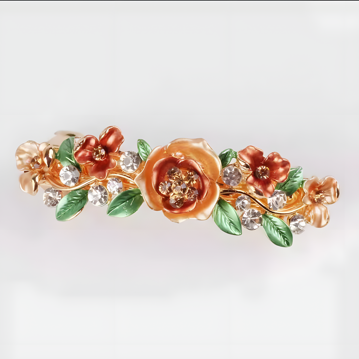 Enamel Flower Rhinestone Barrette
