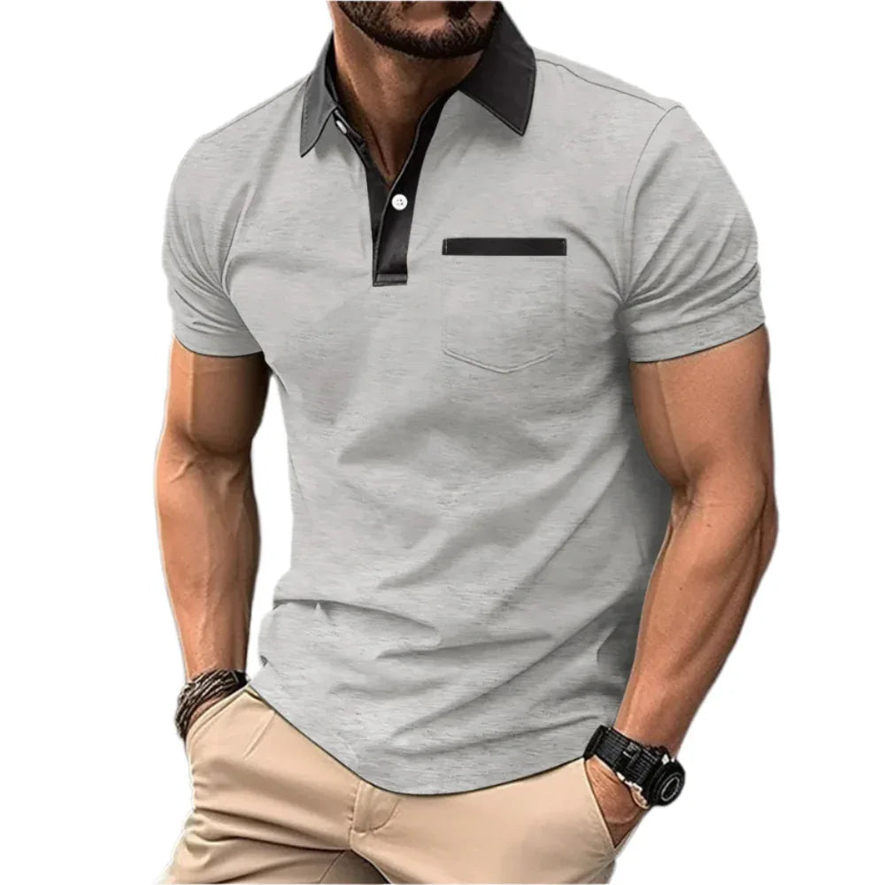 Fashionable Slim Pocket Short-Sleeved T-Shirt Polo Shirt Men Clothing