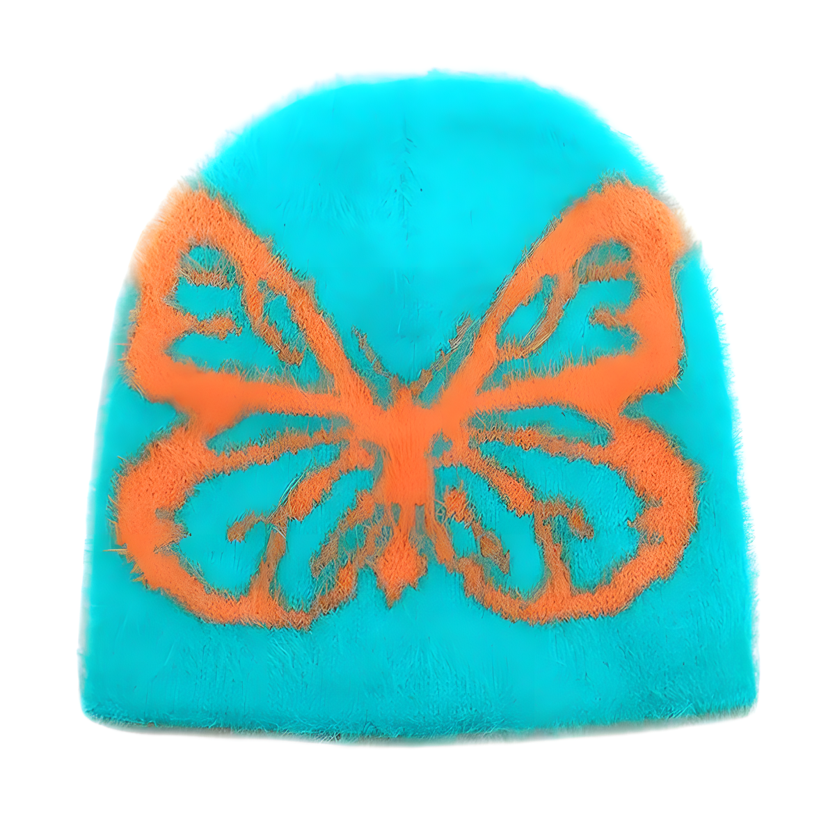 Fuzzy Butterfly Knit Beanie