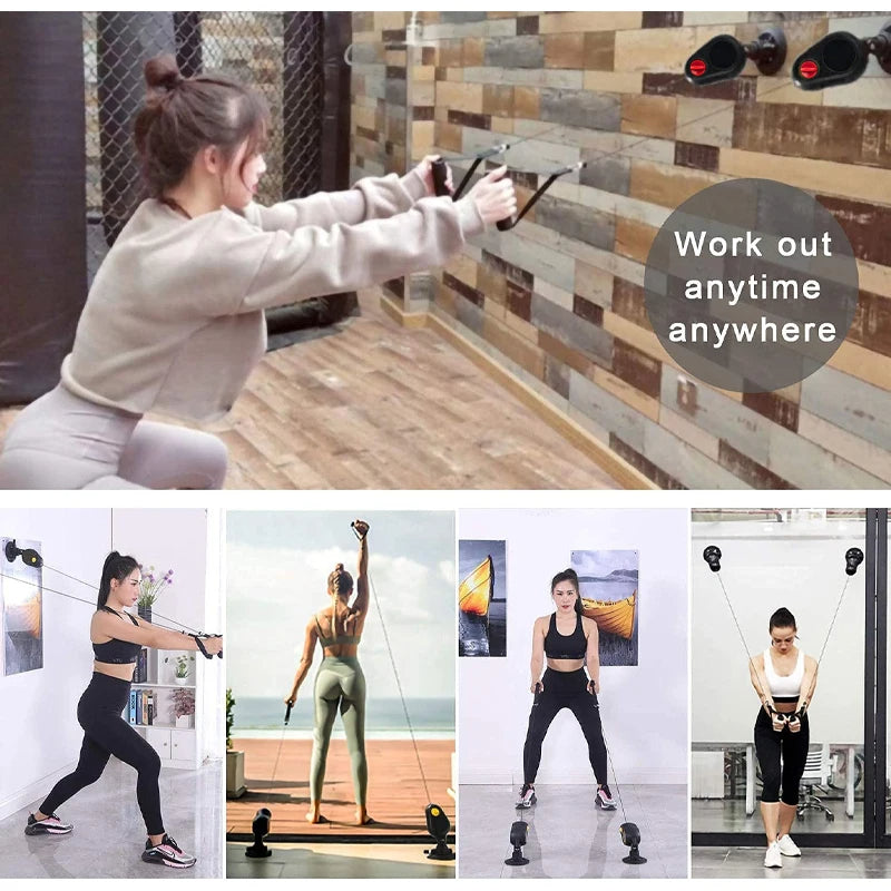 Fitness-Zugseiltrainer mit Saugnapf