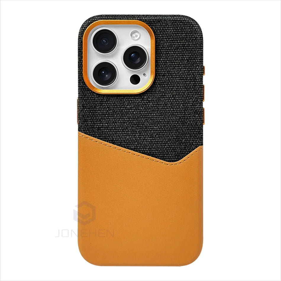 Magnetische Lederhülle mit Kartenhalter für iPhone