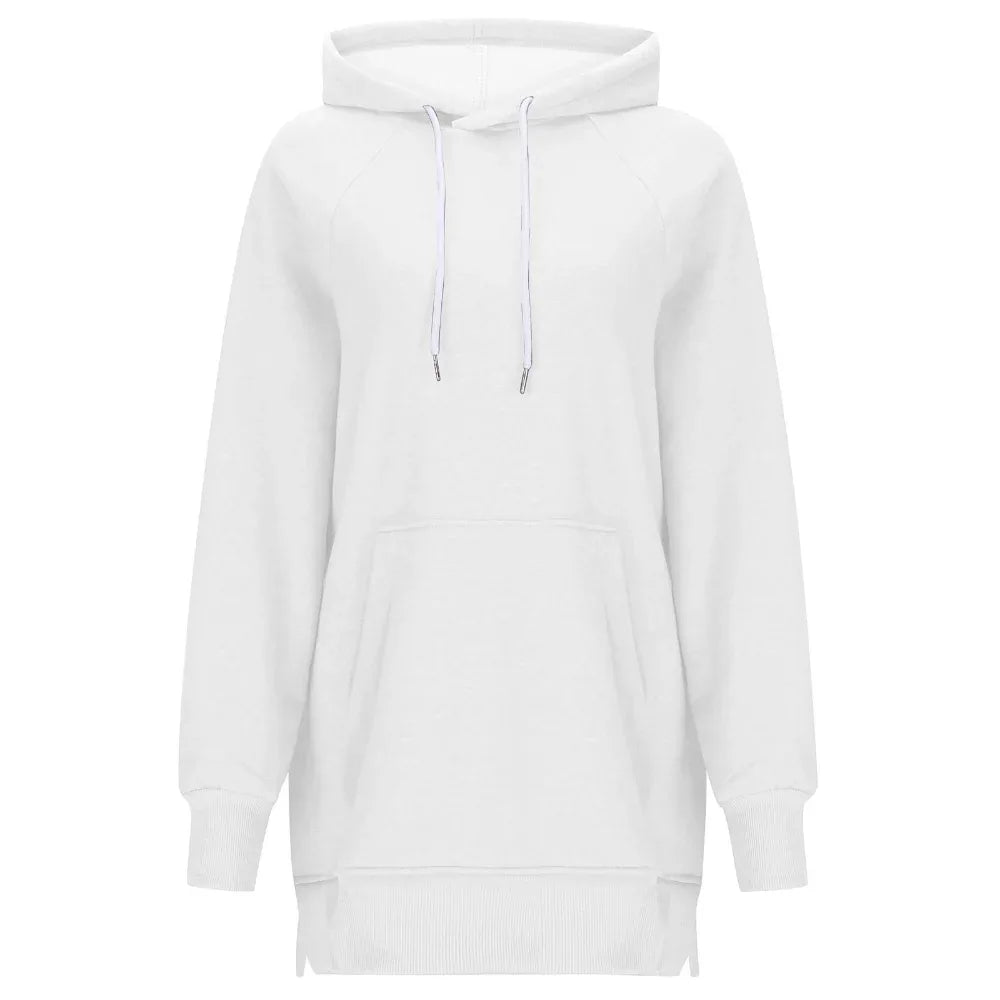Women's Solid Color Split Shoulder Long Sleeve Hoodie