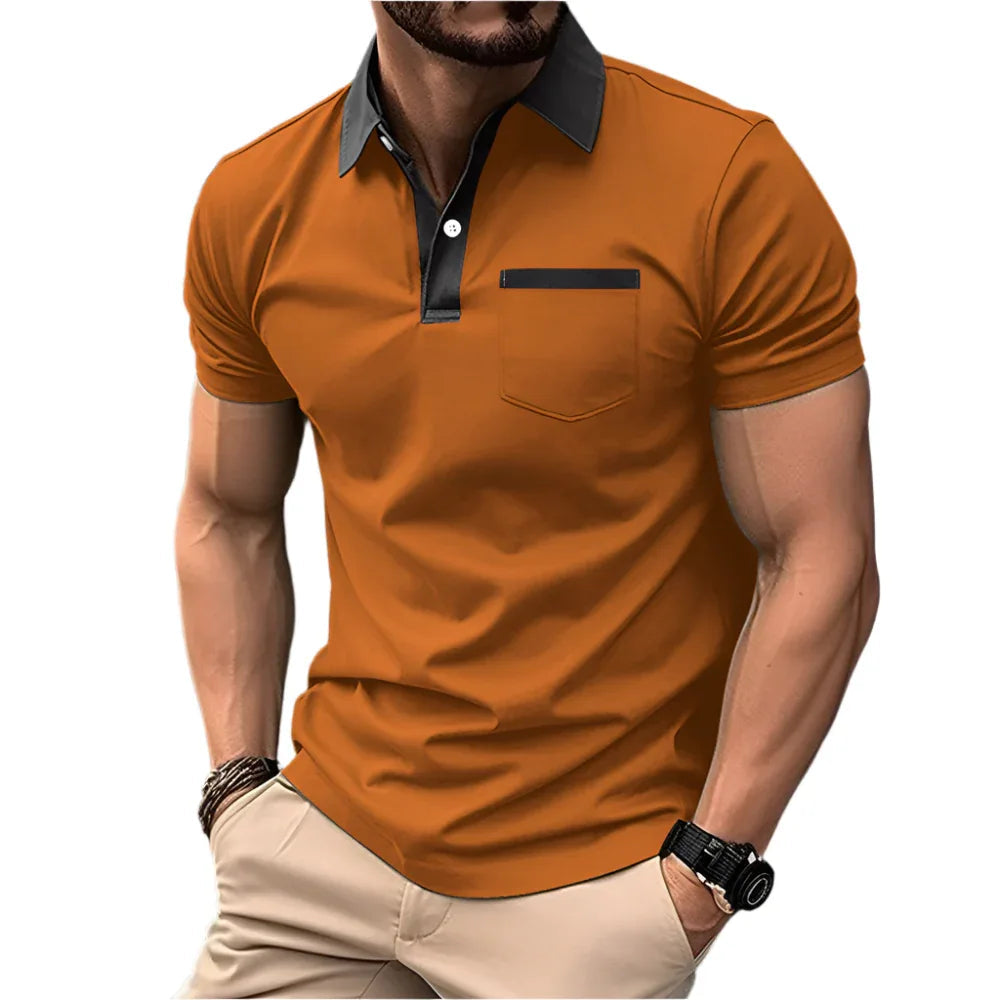 Fashionable Slim Pocket Short-Sleeved T-Shirt Polo Shirt Men Clothing
