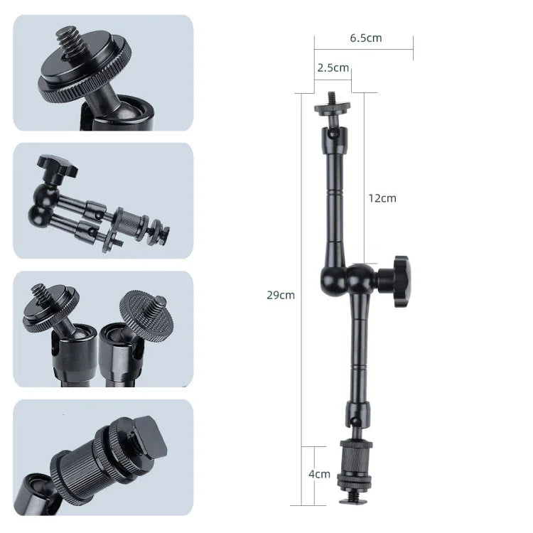 Magic Arm Dubbel 360° Kulled + Klämma - 11" - Aluminium - Bausatz