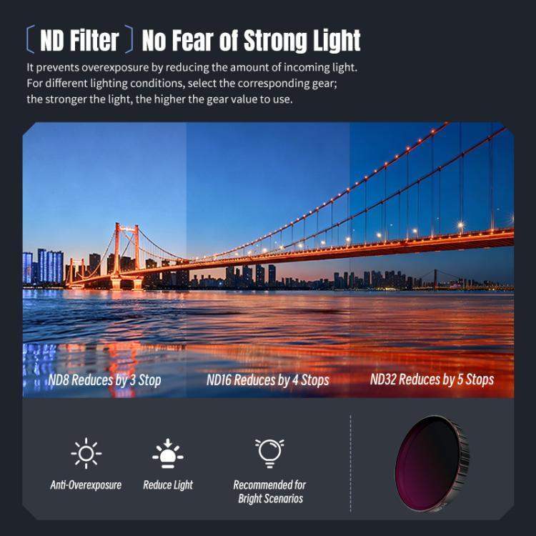 For DJI Osmo Action 6 STARTRC 4 in 1 CPL ND8 ND16 ND32 Camera Lens Filter, For DJI Osmo Action 6