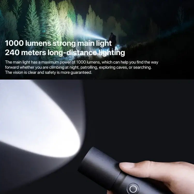 Multifunktionell Ficklampa 1000lm med Batteri och Räddningsverktyg