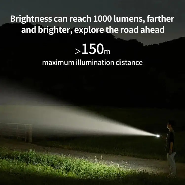 Kompakt ficklampa 1000 lumen – mångsidig LED-lampa för arbete och friluftsliv