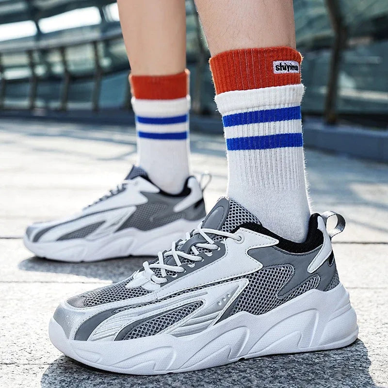 Men's Casual Mesh Sneaker Thick Bottom Plus Size Lightweight Breathable Running Shoes