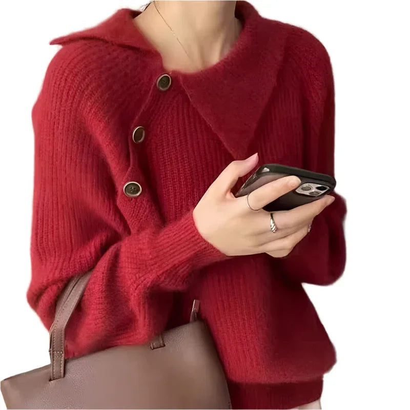 Irregular Knitted Pullover Top For Women