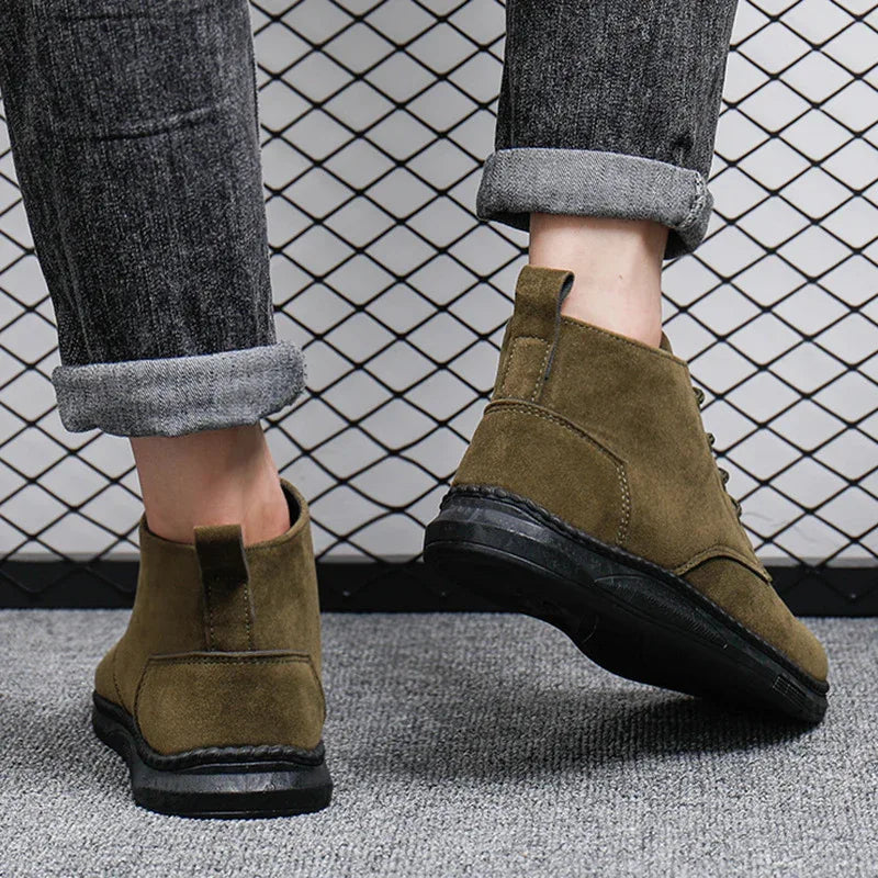 High-Top British Men's Casual Leather Shoes