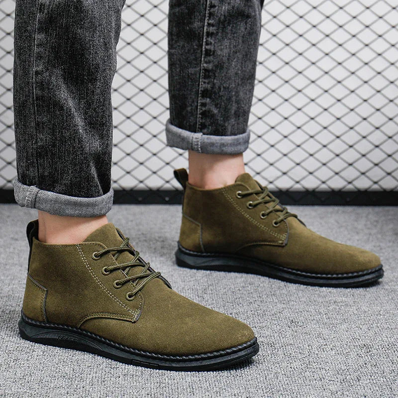High-Top British Men's Casual Leather Shoes