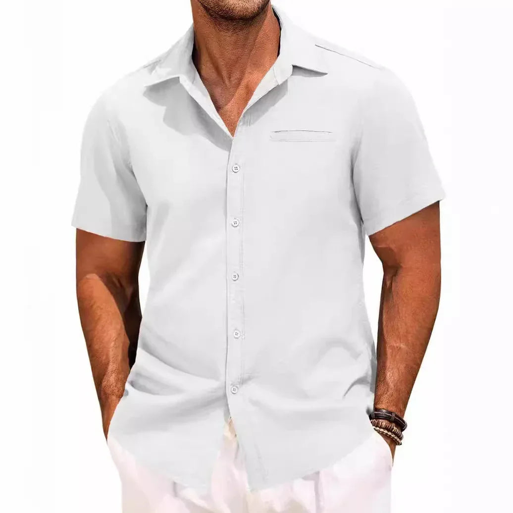 Men's Polo Shirt With Short Sleeves And Chest Pocket