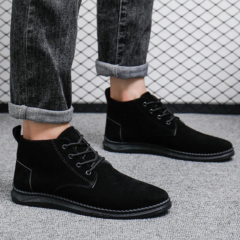 High-Top British Men's Casual Leather Shoes