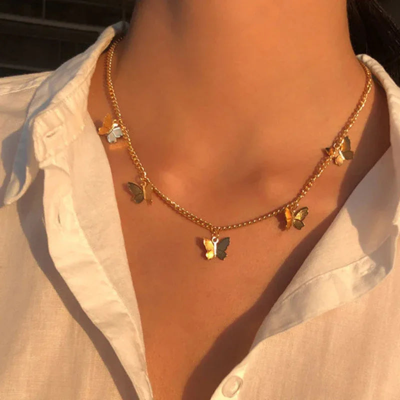 Women's Cute Fashion Golden Butterfly Pendants Necklace