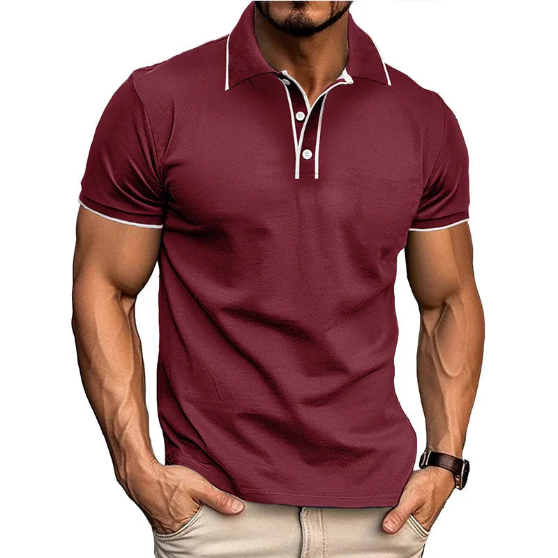 European And American Style Men's Clothing Short Sleeve Lapel Jacquard Shirt
