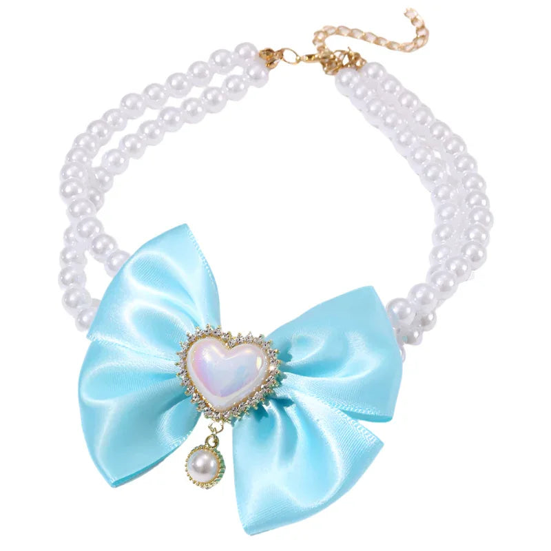 Cute Heart Shape Princess Style Pet Dog Cat Pearl Necklace