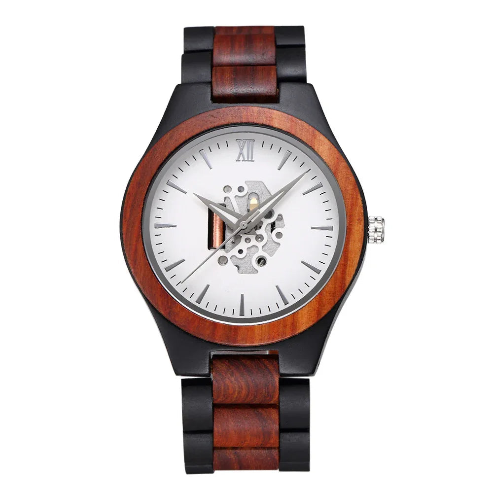 Men's Wooden Watch With 2035 Japanese Movement And Luminous Pointers
