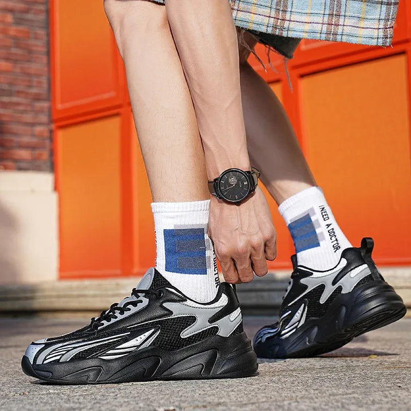 Men's Casual Mesh Sneaker Thick Bottom Plus Size Lightweight Breathable Running Shoes
