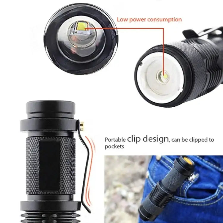 Zoombar LED Ficklampa 180 Lumen – Kompakt med Bältesclip