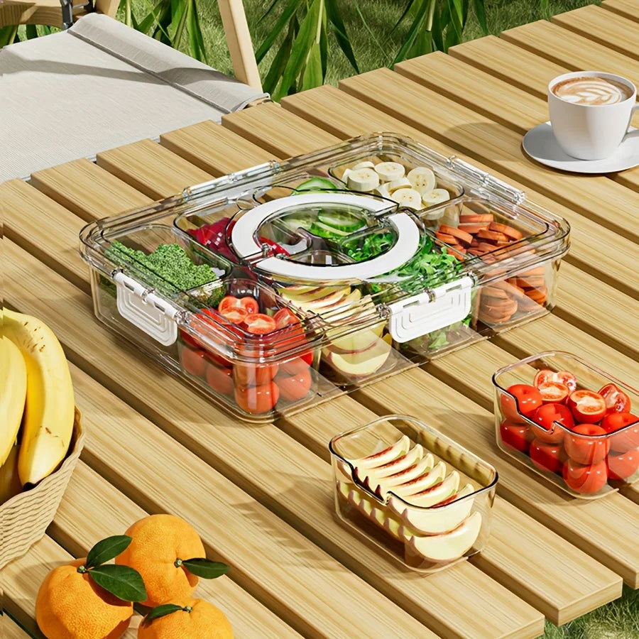 Snackschale mit 8 Fächern und Deckel – Aufbewahrung für Lebensmittel