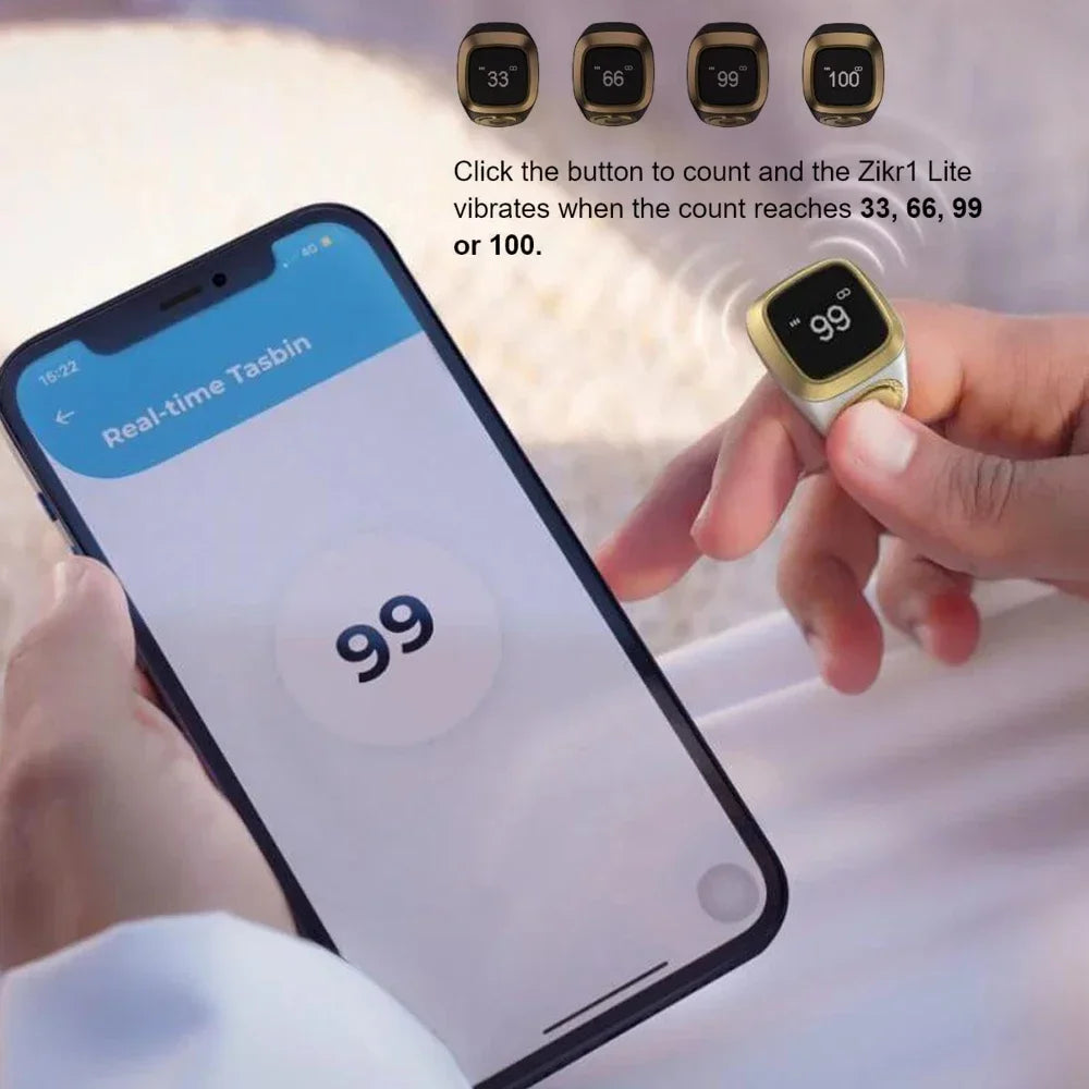 Smart Tasbih Tally Ring OLED Display Digital disk för muslimer Zikr Tasbeeh 5 Bönetidspåminnelse Vattentät ring