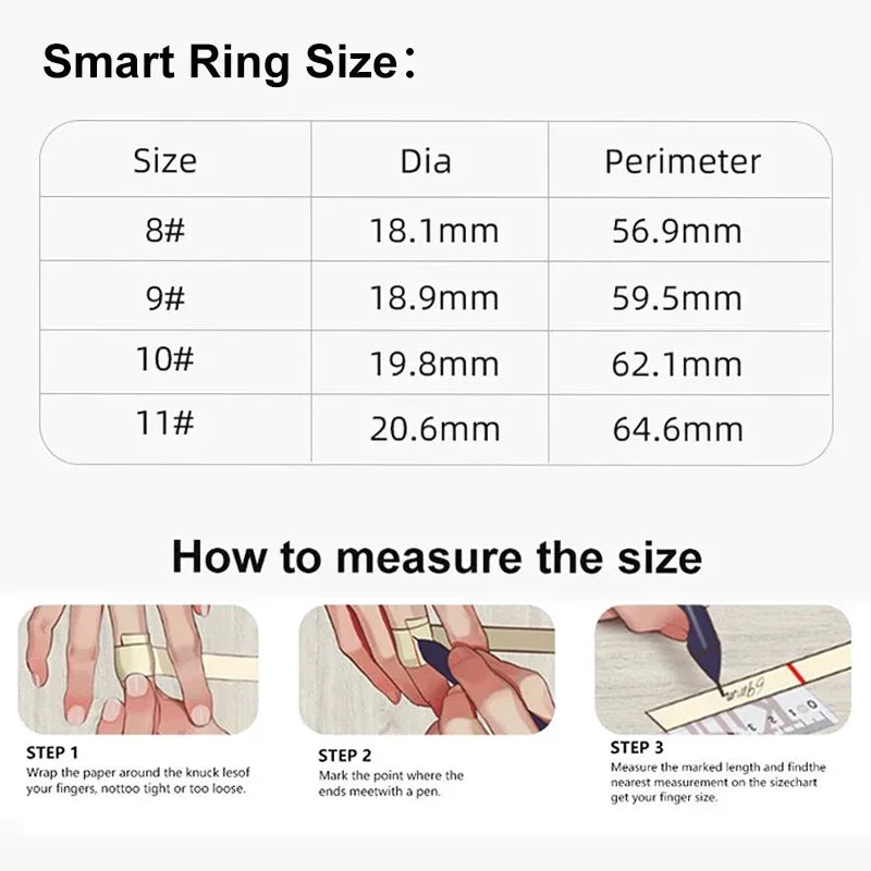 Smart Ring with Charging Case for Men Women Heart Rate and Blood Oxygen Monitor Waterproof Sport