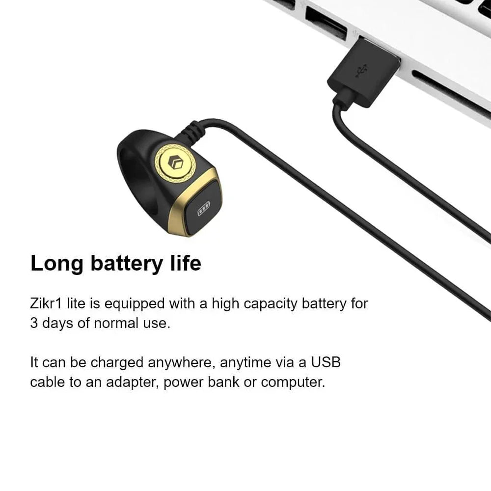 Smart Tasbih Tally Ring OLED Display Digital disk för muslimer Zikr Tasbeeh 5 Bönetidspåminnelse Vattentät ring