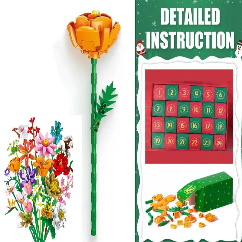 Adventskalender 2025 mit Blumenstrauß-Bausteinen – 24 Tage voller festlicher Überraschungen
