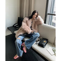 Peach Sheepskin Coat for Winter