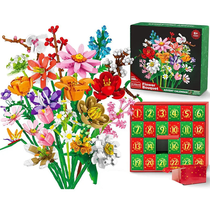 Adventskalender 2025 mit Blumenstrauß-Bausteinen – 24 Tage voller festlicher Überraschungen