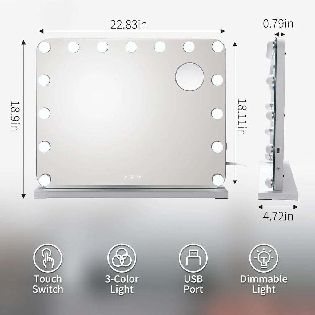 Dimmable Hollywood Vanity Mirror with LED Lights